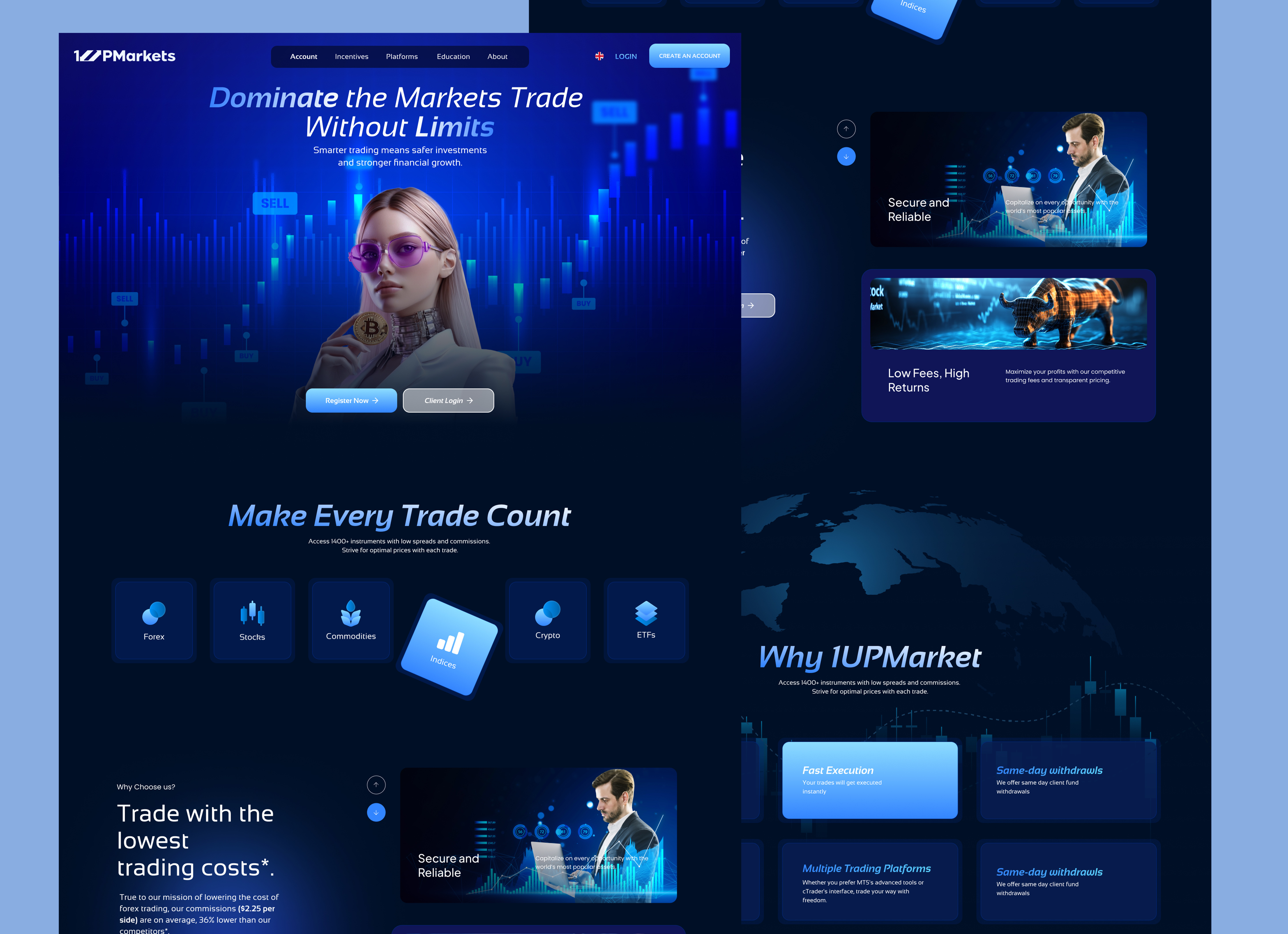 Modern online trading platform Landing Page bitcoin dashboard expert figma finance fintech graphic design landing page market modern modern web ui premium saas landing page stock trading trading platform tradingui ui ux website