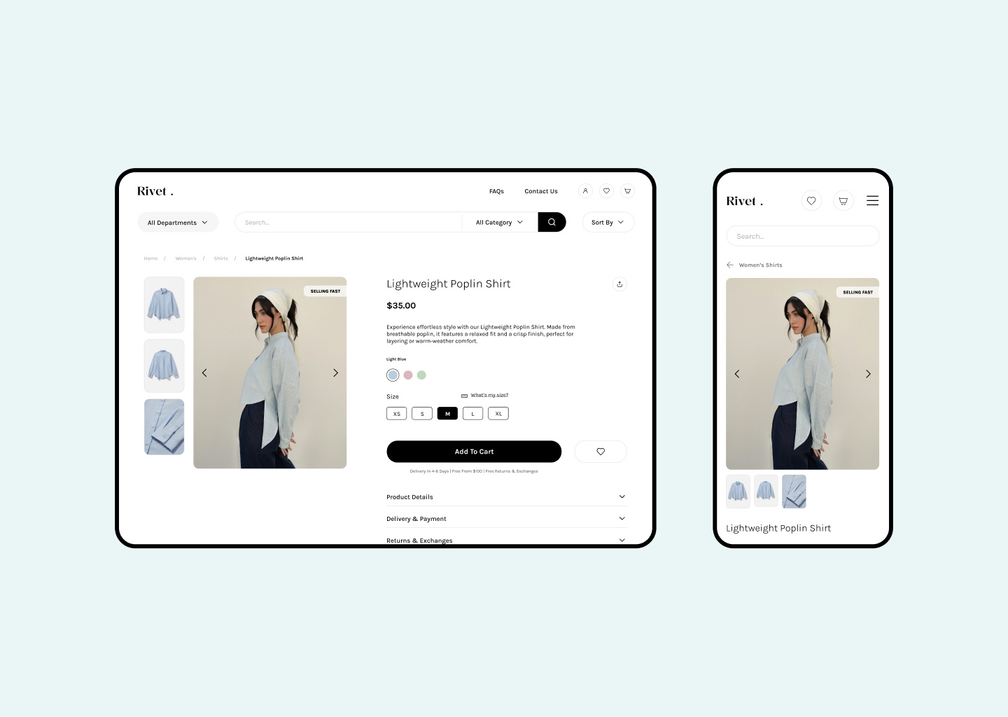 Fashion Ecommerce Product Page clean design ecommerce ecommerce design fashion ecommerce fashion store minimal ui mobile ui online store product design product page responsive design ui ui design ux design web design