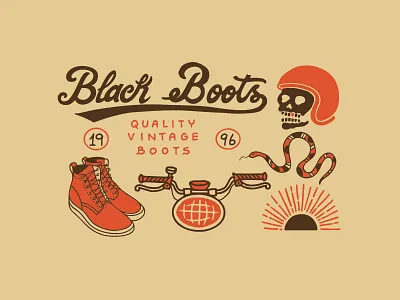 Black Boots | Quality vintage boots. apparel badge boots branding design graphic design illustration lettering lifestyle logo t shirt vintage