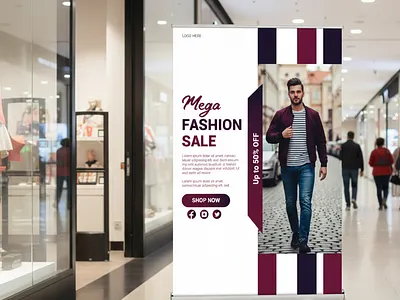 Mega Fashion Sale Banner Design banner design fashion sale graphic design print media promotional design retail marketing roll up banner