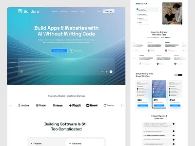 AI Website Builder Landing Page UI Design ai product ai saas ai website builder landing page landing page design product design saas landing page startup website tech website template design thumbnail ui design ux design web app design web design website website design