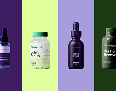 ThriveCBD Brand Identity: A Visual Detox advertising animation brand identity graphic design logo design motion graphics packaging social media post visual design