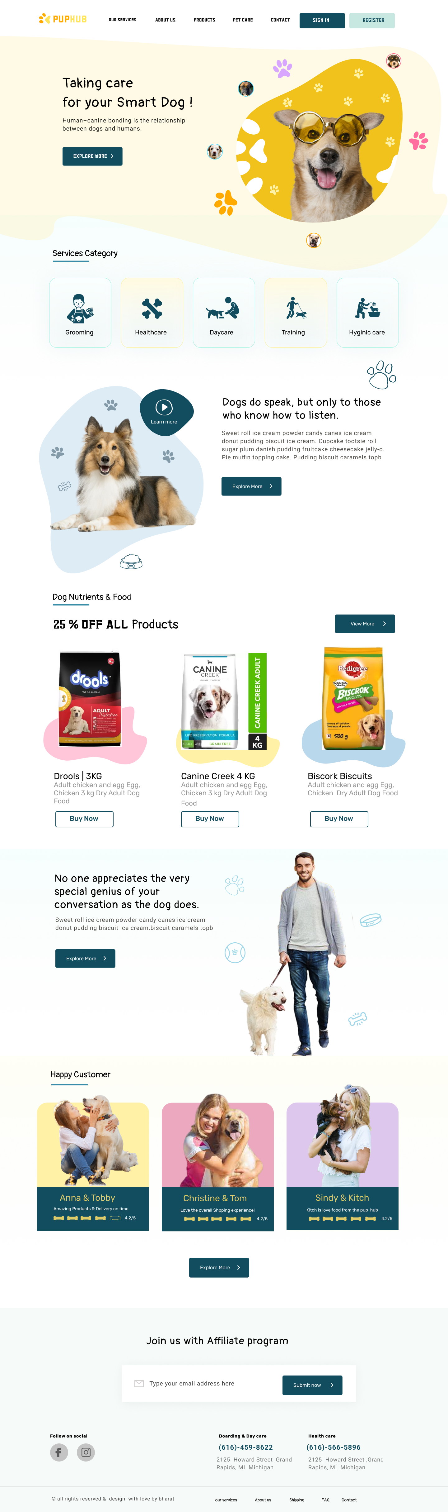 Pet Care Website UI Design advertisement branding design graphic design illustration logo typography ui ux vector