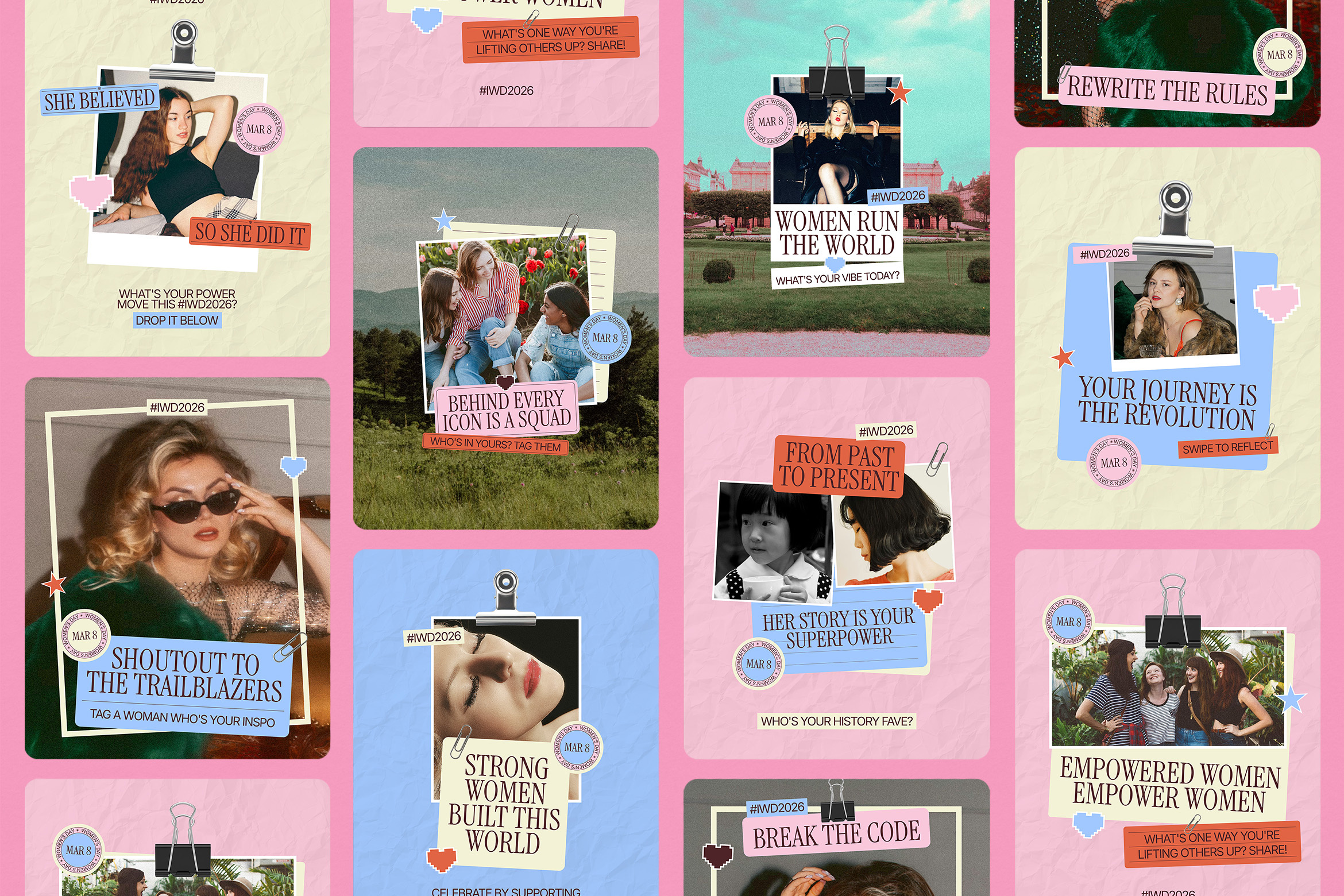 International Women's Day Instagram Templates empowerment equality feminism graphic design instagram instagram template scrapbook social media social media template ui womens day
