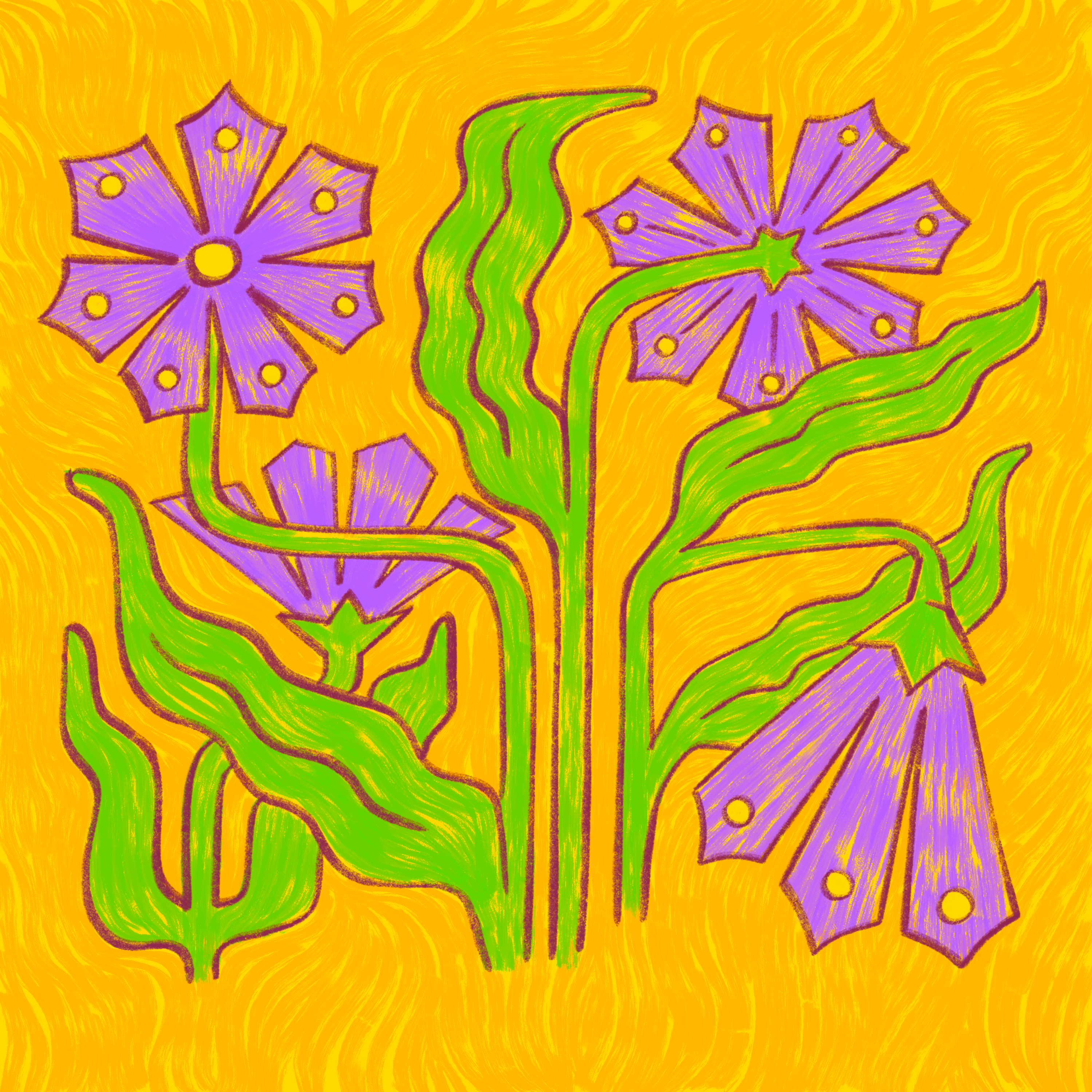 Floral composition brushes composition floral flowers herb illustration nature plant procreate purple texture