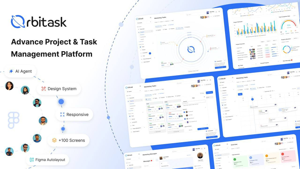 Orbitask — Task & Project Management Platform branding dashboard dashboarddesign design designsystem figma modern orbitask productdesign projectmanagement prototype saasdesign taskmanagement ui uiux