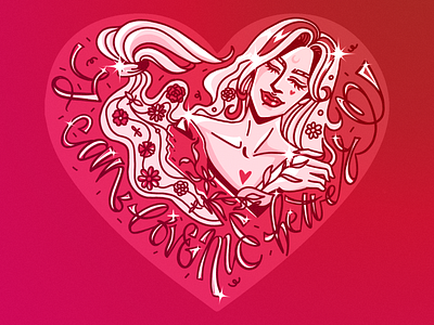 Valentine's Day card 2d character drawing graphic design illustration lettering pink pop art red valentines day