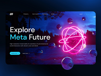 Virtual Reality Website design future interface landing page metaverse motion design ui ux vr web design website