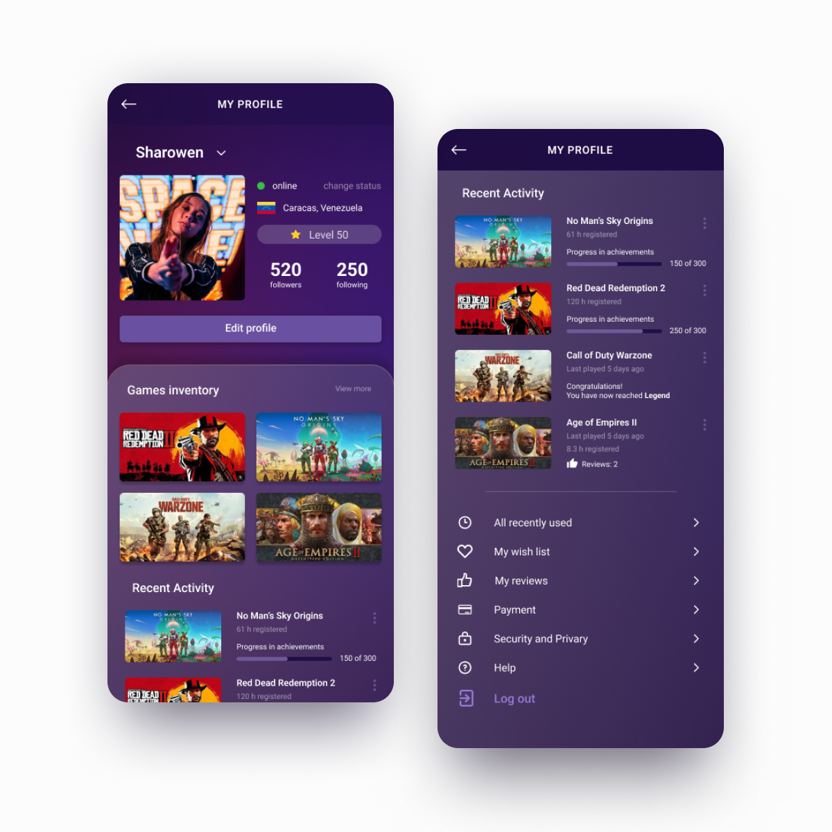 User profile - Mobile by Andrea Contreras on Dribbble