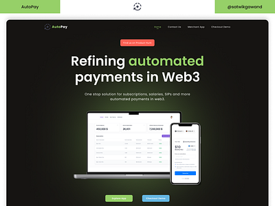 Redesign for AutoPay Landing Page app blockchain concept concept design crypto design figma finance landing page ui uidesign web web design web3