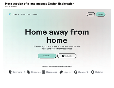 Hero section of a landing page, Design Exploration. design ui ux