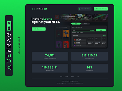 DeFrag Landing Page Redesign app blockchain concept concept design crypto dark design figma finance landing page nft ui ui design uidesign web web design web3