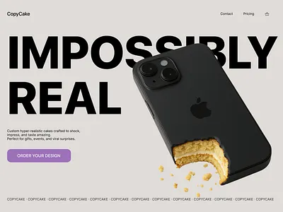 CopyCake — Hyper‑Realistic Cake Brand ui ux uxui web web design