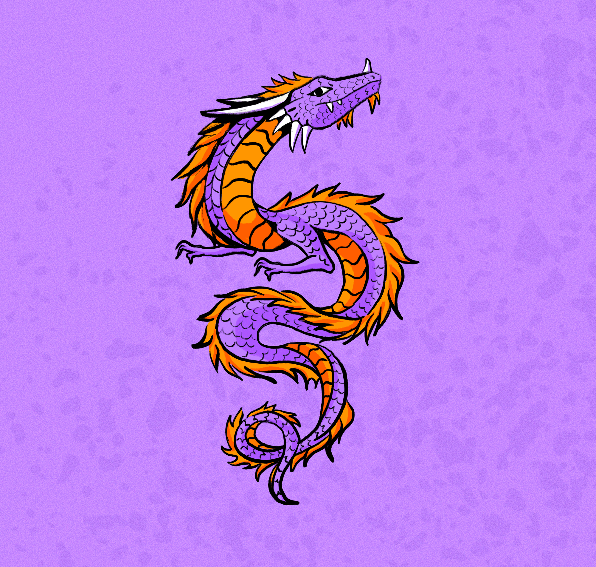 Dragonchik dragon fire flame gif illustration procreate purple sketch