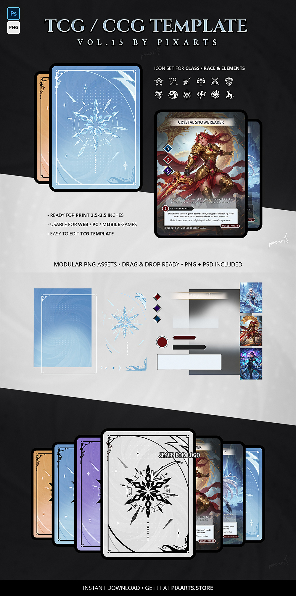 Trading Card Game (TCG) Template – Modern Anime Gacha Vol.15 anime ui board game game ui gatcha ui genshin mobile ui tcg trading card game ui
