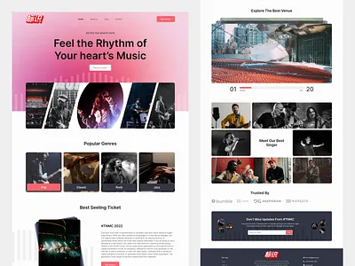 Vibrant Music Landing Page – Concert & Events Website UI concertwebsite creativewebdesign digitaldesign dribbble eventlandingpage landingpage minimalui modernwebdesign musicevent musicui productdesign uichallenge uidesign uiux uiuxinspiration userinterfacedesign uxdesign webdesign websiteinspiration