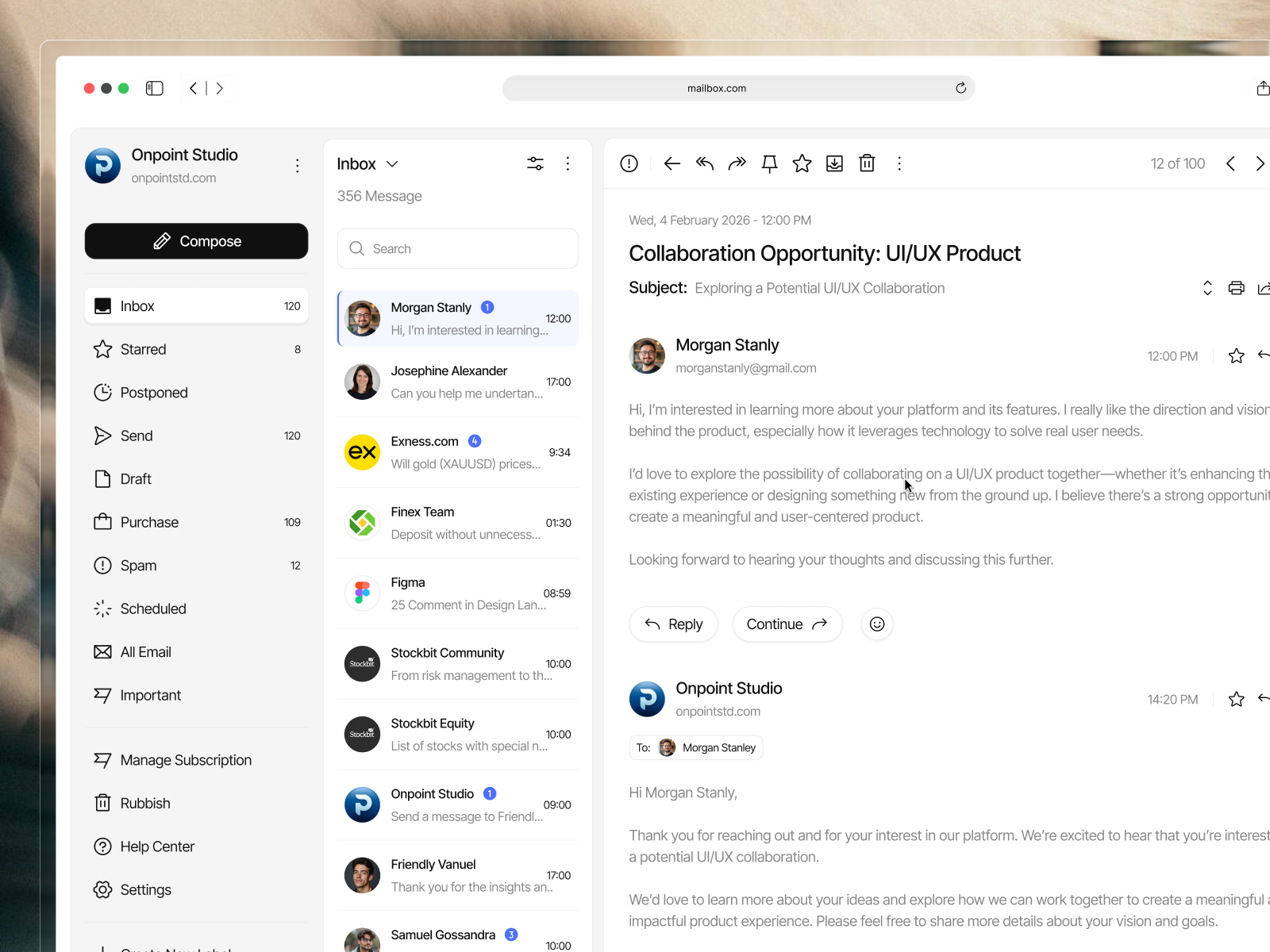 Mailbox - AI Email Assistant ai artificial intrelegenc branding chatbot clean cool dashboard design email illustration logo ui uiux ux