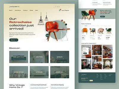 E-commerce landing page creative design desktop e commerce ecommerce furniture heroimage homepage landing page modern ui uidesign ux vintage web design webdesign website