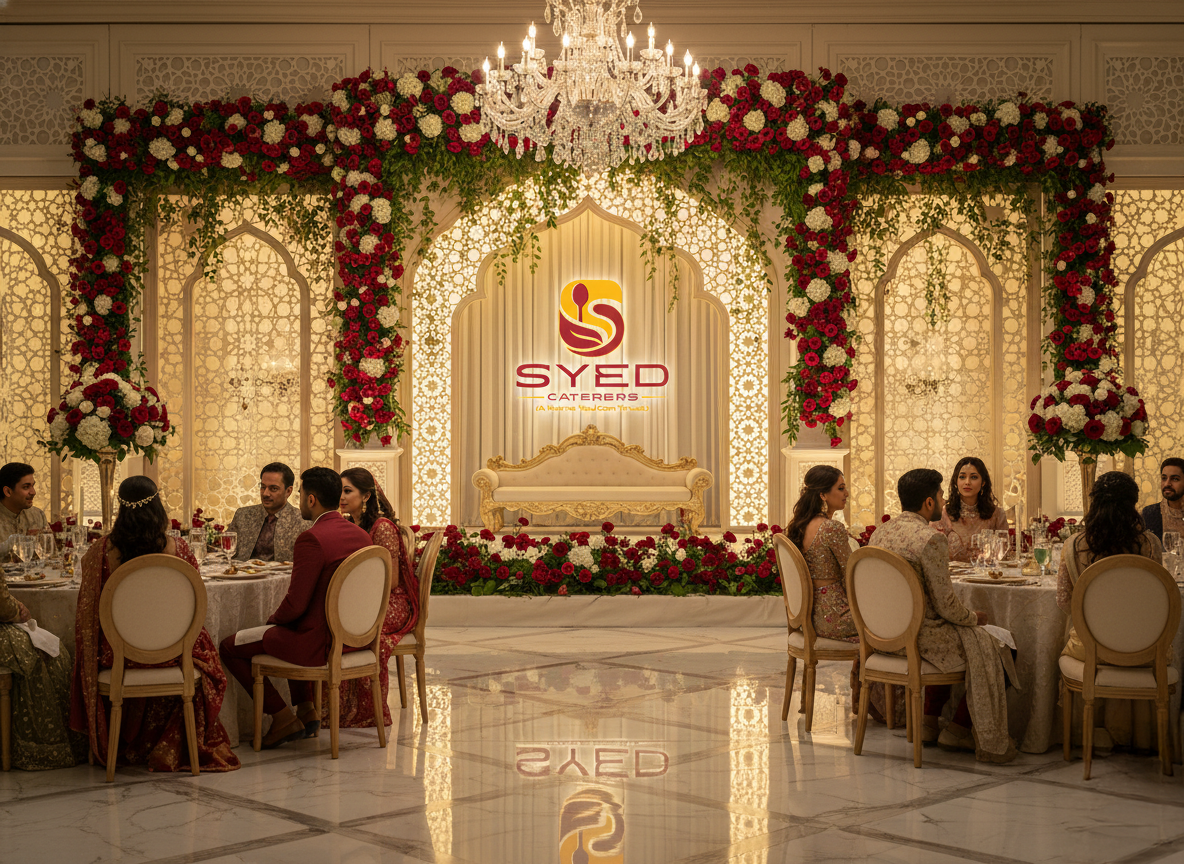 Syed Caterers – Luxury Brand Guideline & Logo Design cultural cuisine branding elegant catering logo gourmet food logo high end food branding hospitality logo design indian culinary logo luxury caterers branding muslim catering identity premium banquet branding signature menu identity