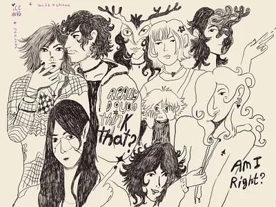 Character's sketch character doodle hand drawn illustration people sketch