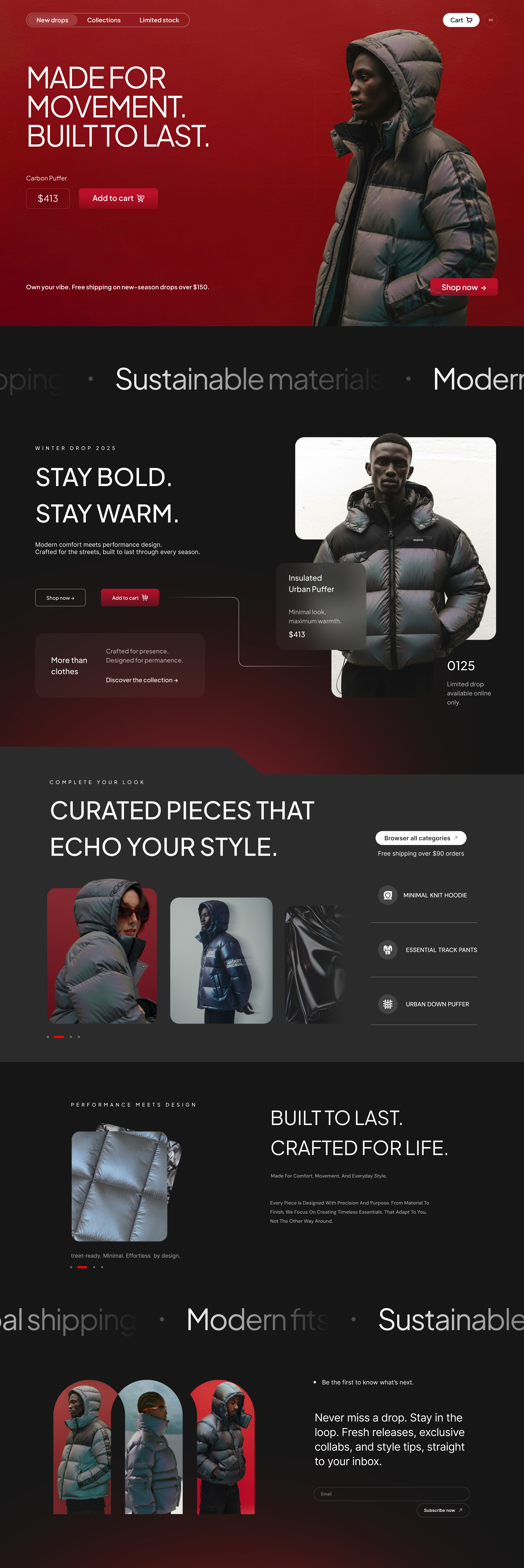 Bold by Design, Built to Convert: Outerwear E-commerce app branding e comerce graphic design homepage landingpage shopify ui ux website