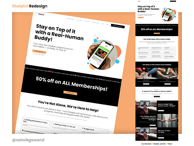 Shelpful Landing Page Redesign app concept concept design dark design figma landing page light orange ui ui design uidesign web web design white