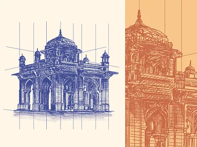 Architecture Grid Sketch Study 2d 3d architecture artwork columns drawing environment grid illustration landscape lines move paper pro pencil remarkable rm2 rmpp sketch study texture