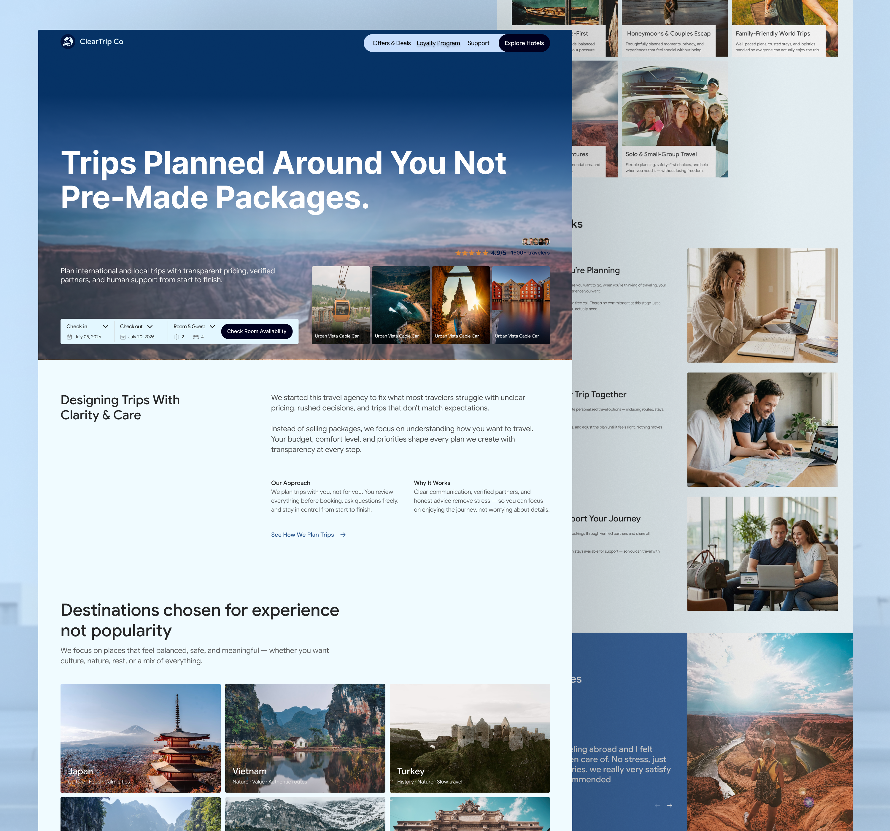 Travel Agency Homepage UI/UX — Personalized Trip Planning design dribbble figma homepage landingpage travelwebsite ui uidesign uiux userinterface uxdesign webdesign