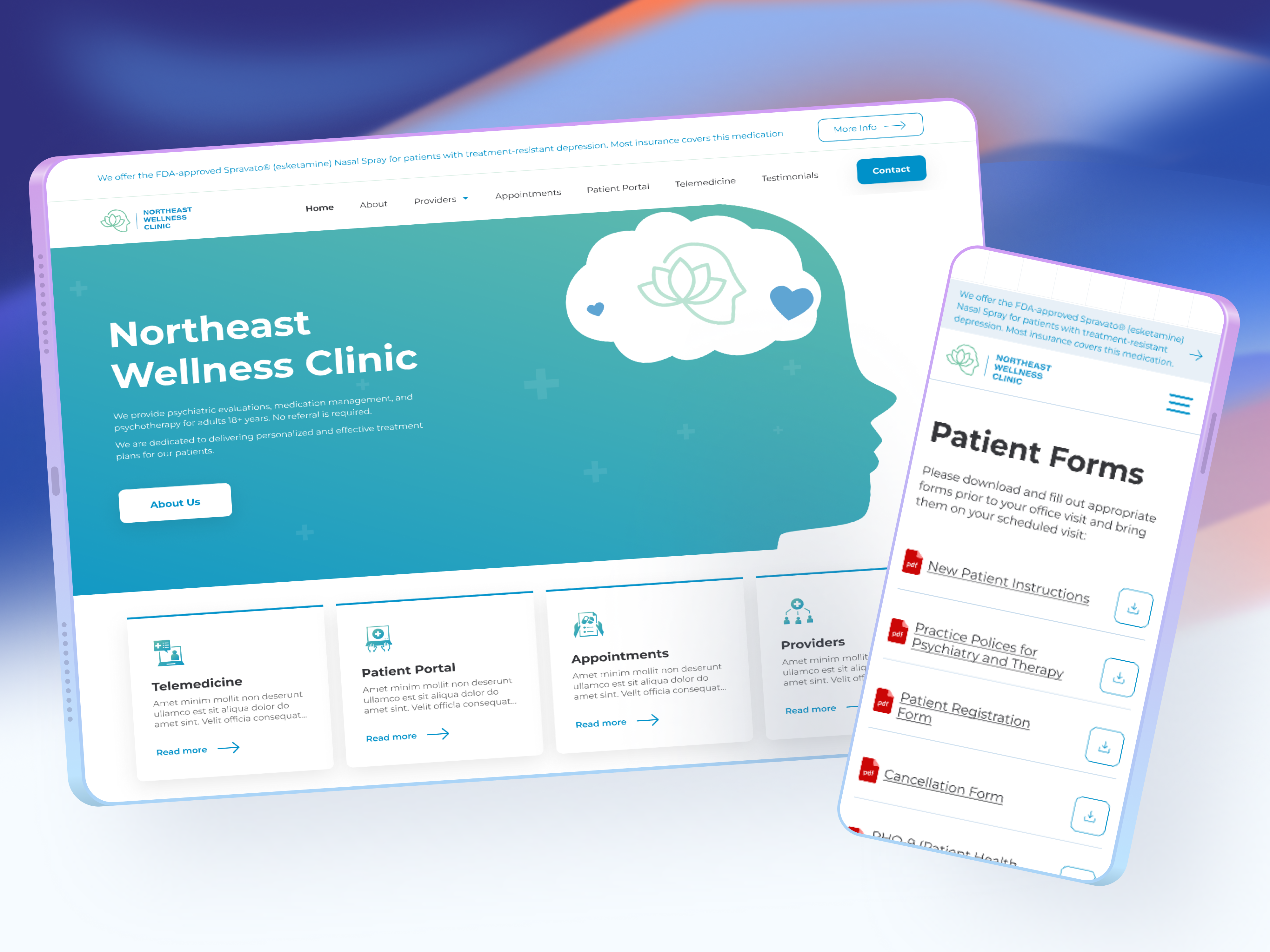 Website for Northeast Wellness Clinic accessibility clinic health healthcare mentalhealth patientexperience responsivedesign web design website