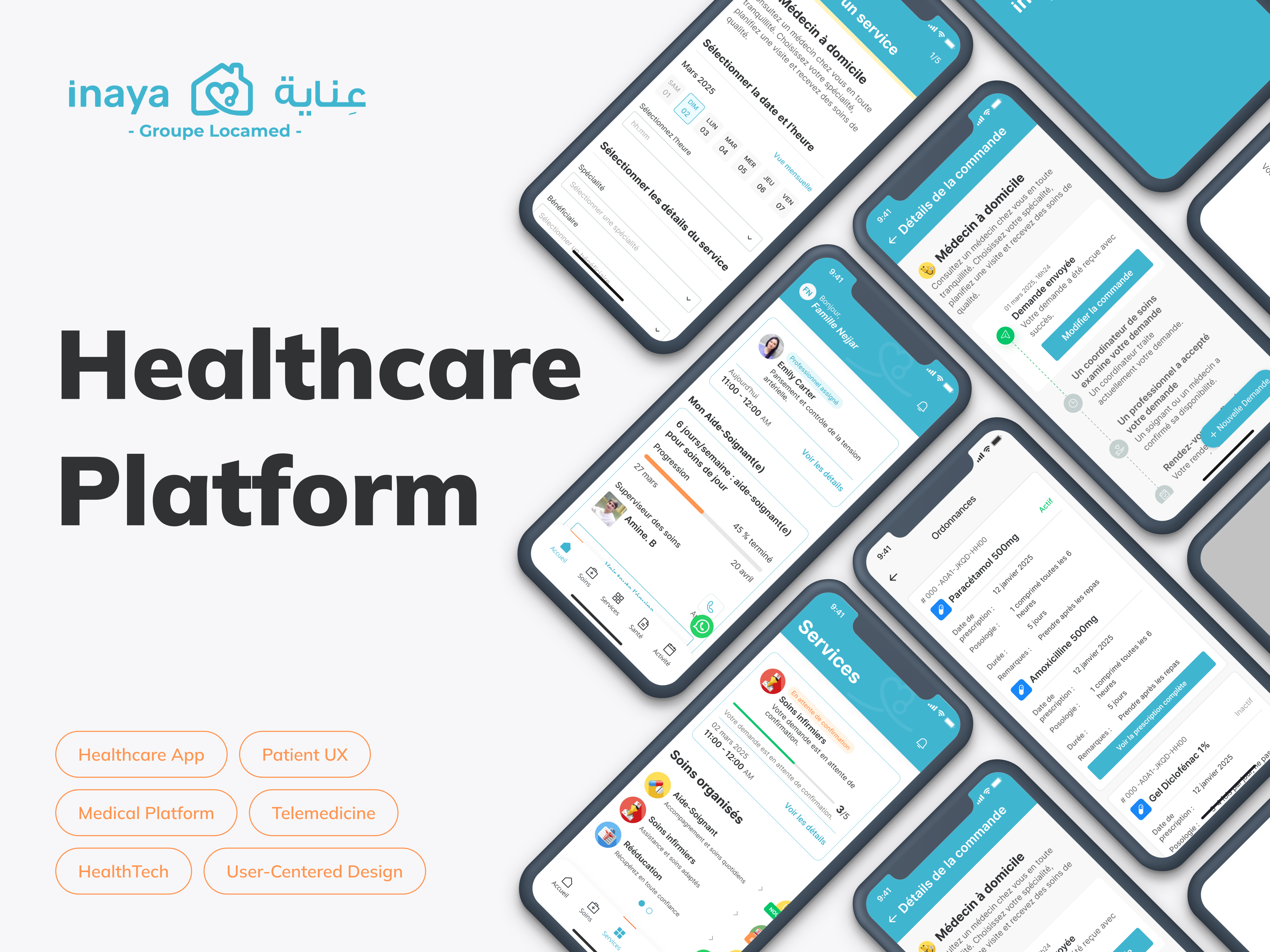 INAYA - Patient-Centered Healthcare Platform app booking care fitler health healthcare app healthtech medical app medical platform mobile app mobile design patient ux telemedicine user centered design
