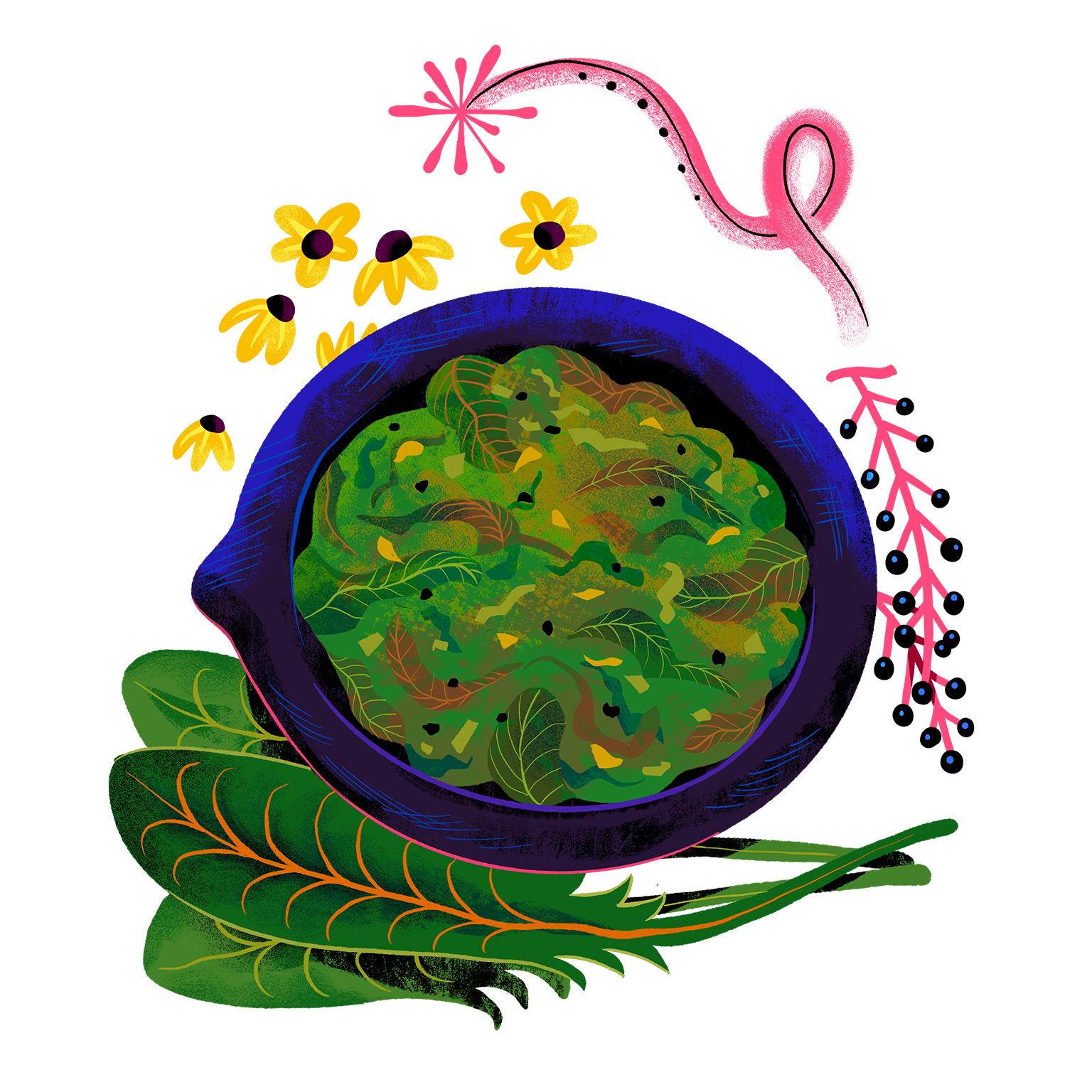 Food of Asheville, NC - Greens culture food illustration lifestyle vegetable