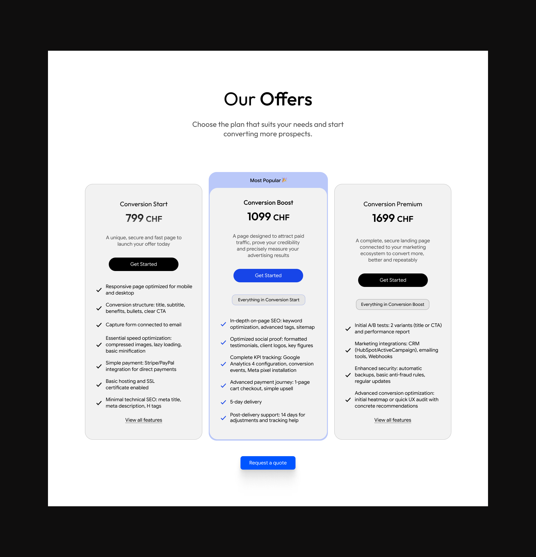 Pricing Section blue and white offers section pricing pricing section section web design white