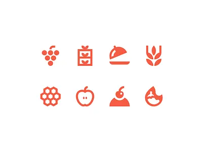Food icons apple chile design dessert food grapes honey icon icons illustration minimal minimalism minimalist tray ui vector wheat