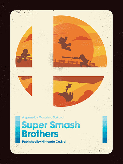 Super Smash Bros. Retro design illustration poster typography vector