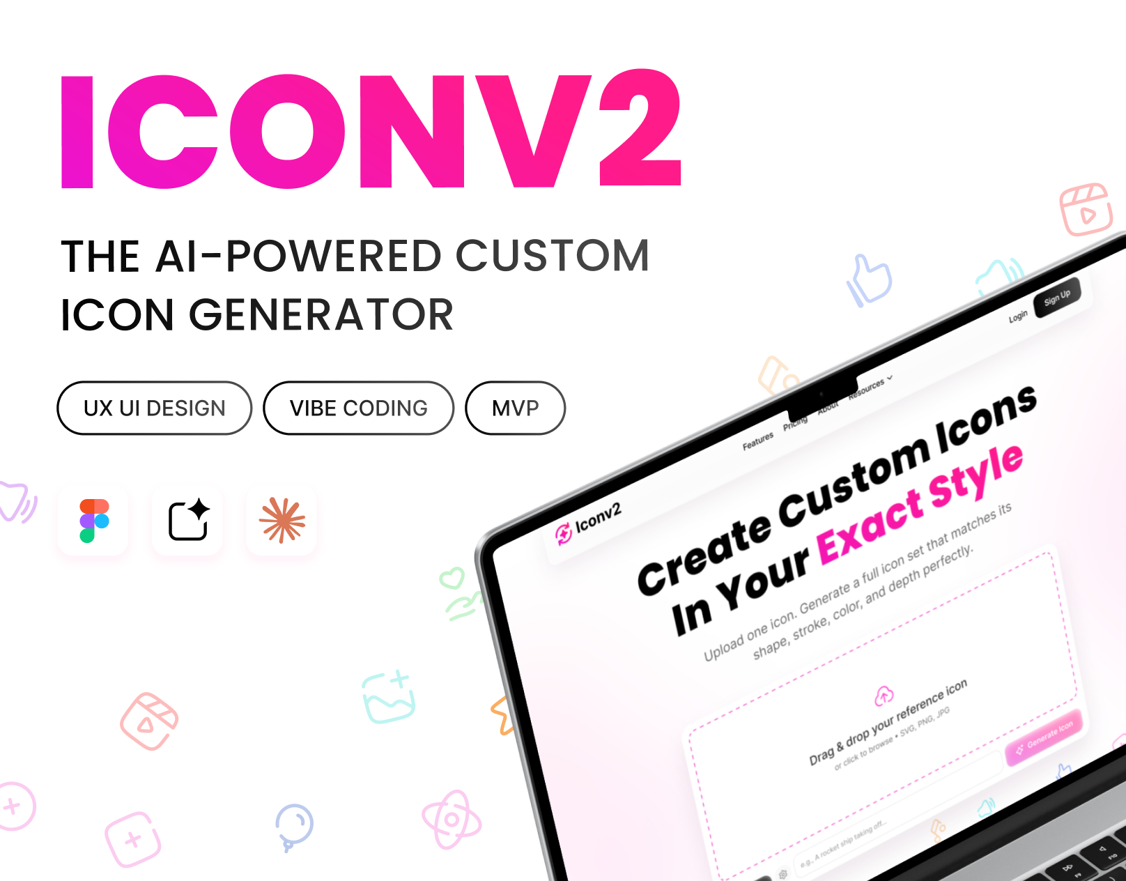 Web app Case Study: Iconv2 – From Figma to MVP ai app design artificial intelligence case study designer figma google ai icon design mvp no code product design saas startup tool ui user interface ux web design