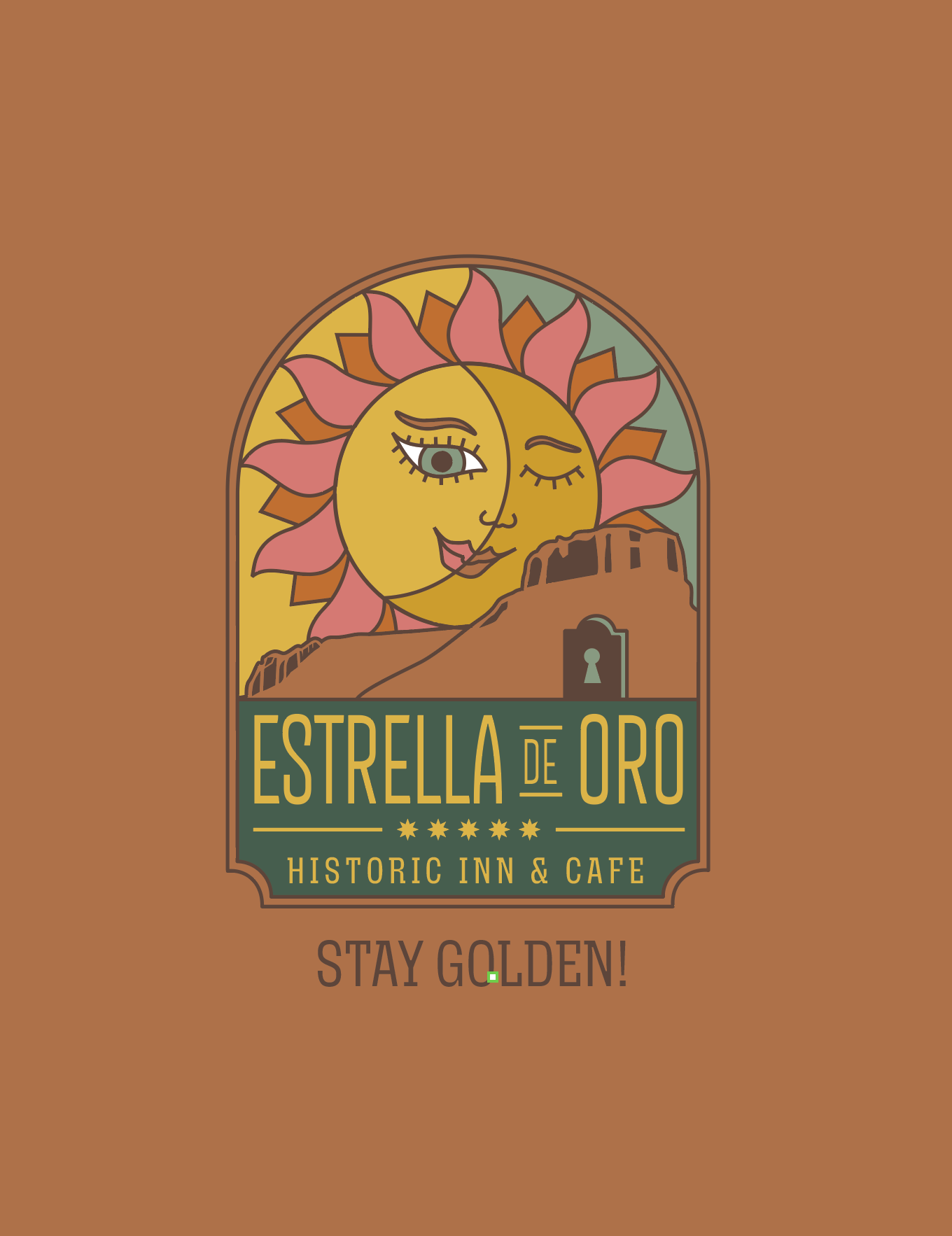 Estrella de Oro (Golden Star) Inn & Cafe adobeillustrator art brand brand design branding cafe castle rock celestial coffee colorado design golden star illustration inn logo moon santa fe southwest sun sun and moon