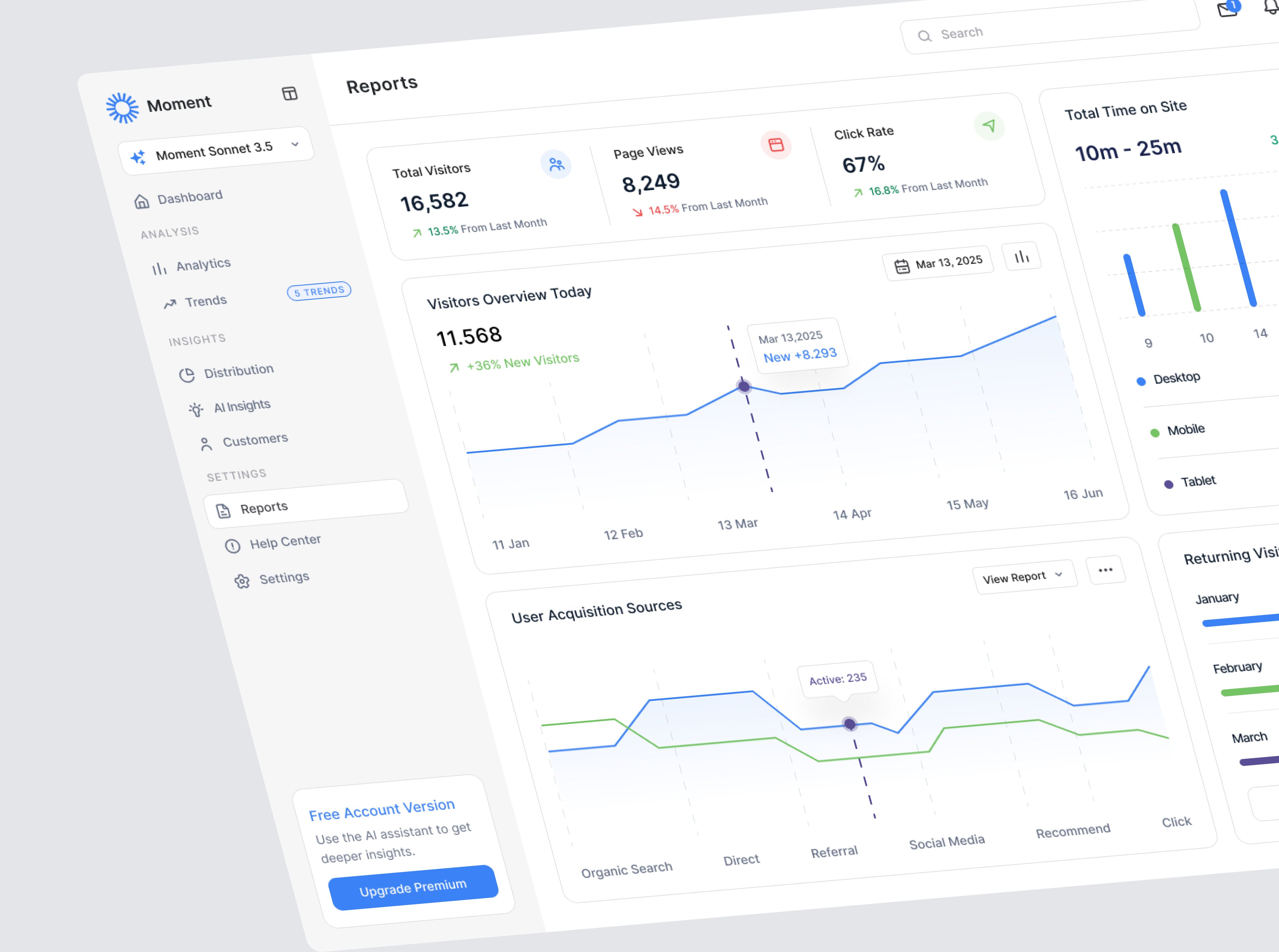 Reports AI Data Dashboard ai ai assistant ai dashboard ai generate analytics analytics report chart dashboard data data analytics data analytics dashboard design line chart minimal modern report ui ui design ux design website
