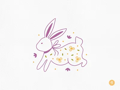 Cute Easter Bunny bunny with flowers cute easter easter bunny easter clipart easter design easter doodle easter drawing easter holiday easter line art easter rabbit floral easter hand drawn vector illustration whimsy bunny whimsy easter
