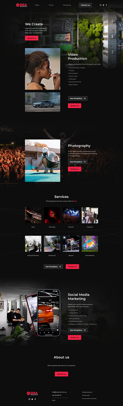 IDEA Production Website design figma graphic design ui uiux web design