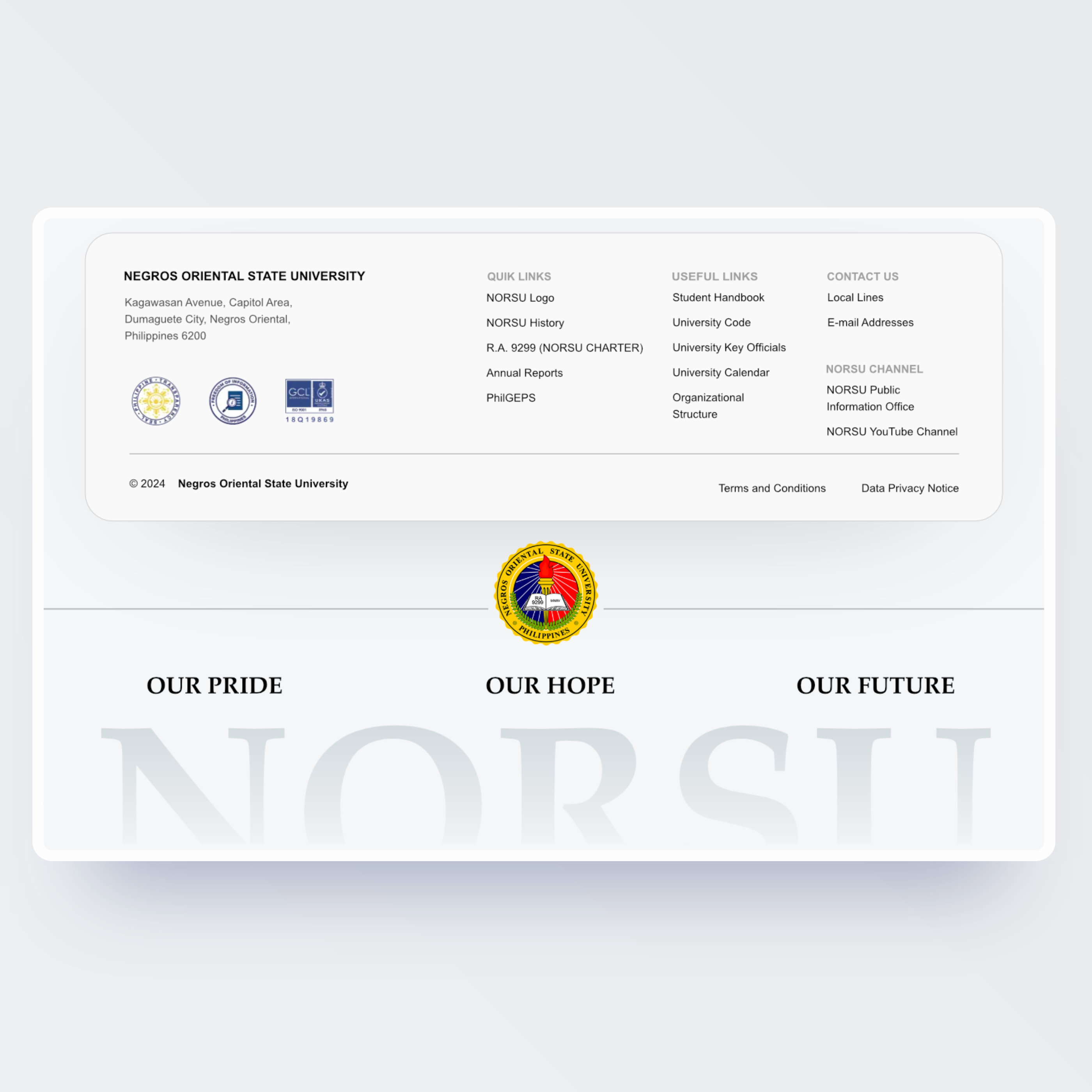 Example of Footer Redesign - NORSU