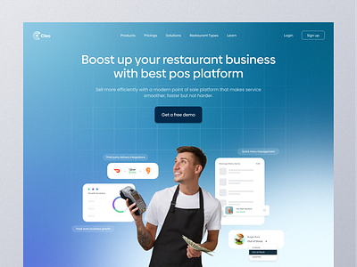Cleo Restaurant POS Platform Website design food tech food website minimal pos design restaurant ui uidesign ux web design web ui web uiux website design