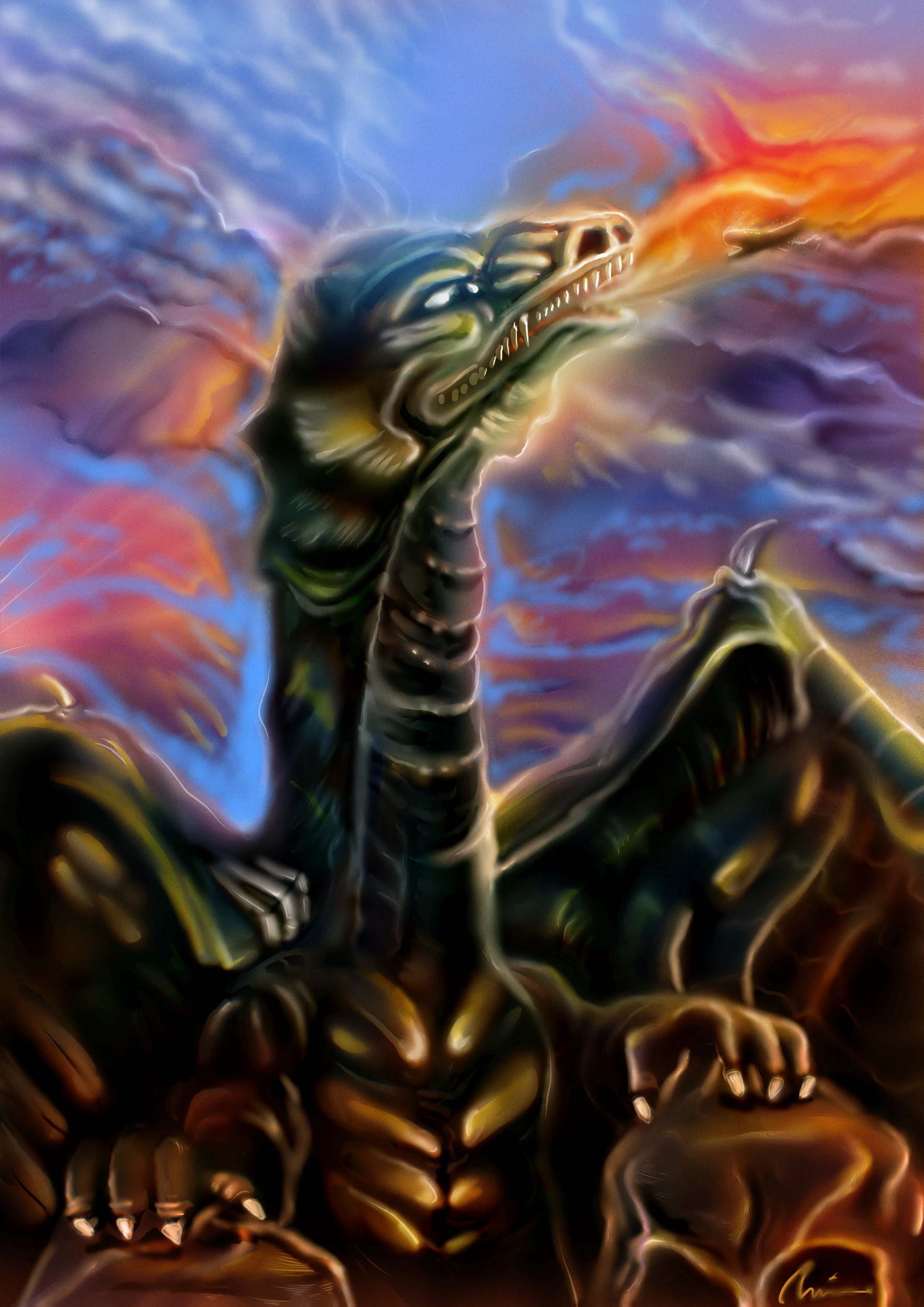 "Fire Dragon" art branding cartoon color pencil comic creature design dragon draw dream fantasy illustration pop scene vintage water ink