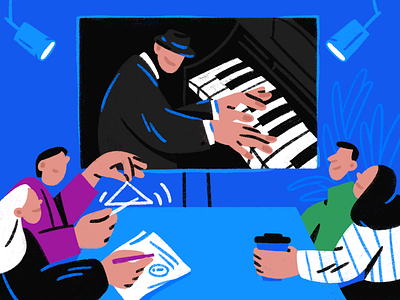 Interaction call conference illustration jazz meeting piano procreate team zoom