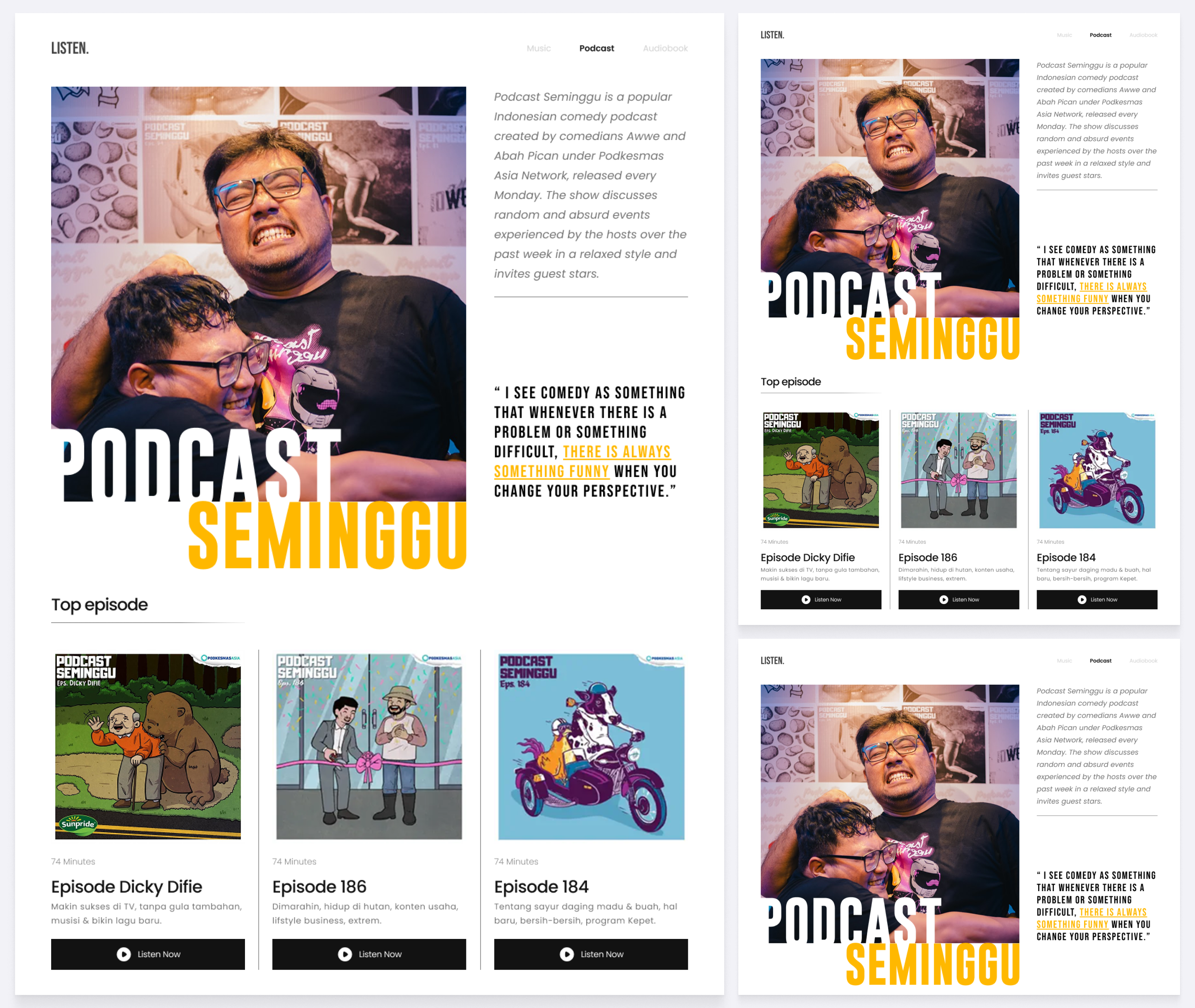 Editorial Style Podcast Website Exploration designinspiration editorial exploredesign ui web design