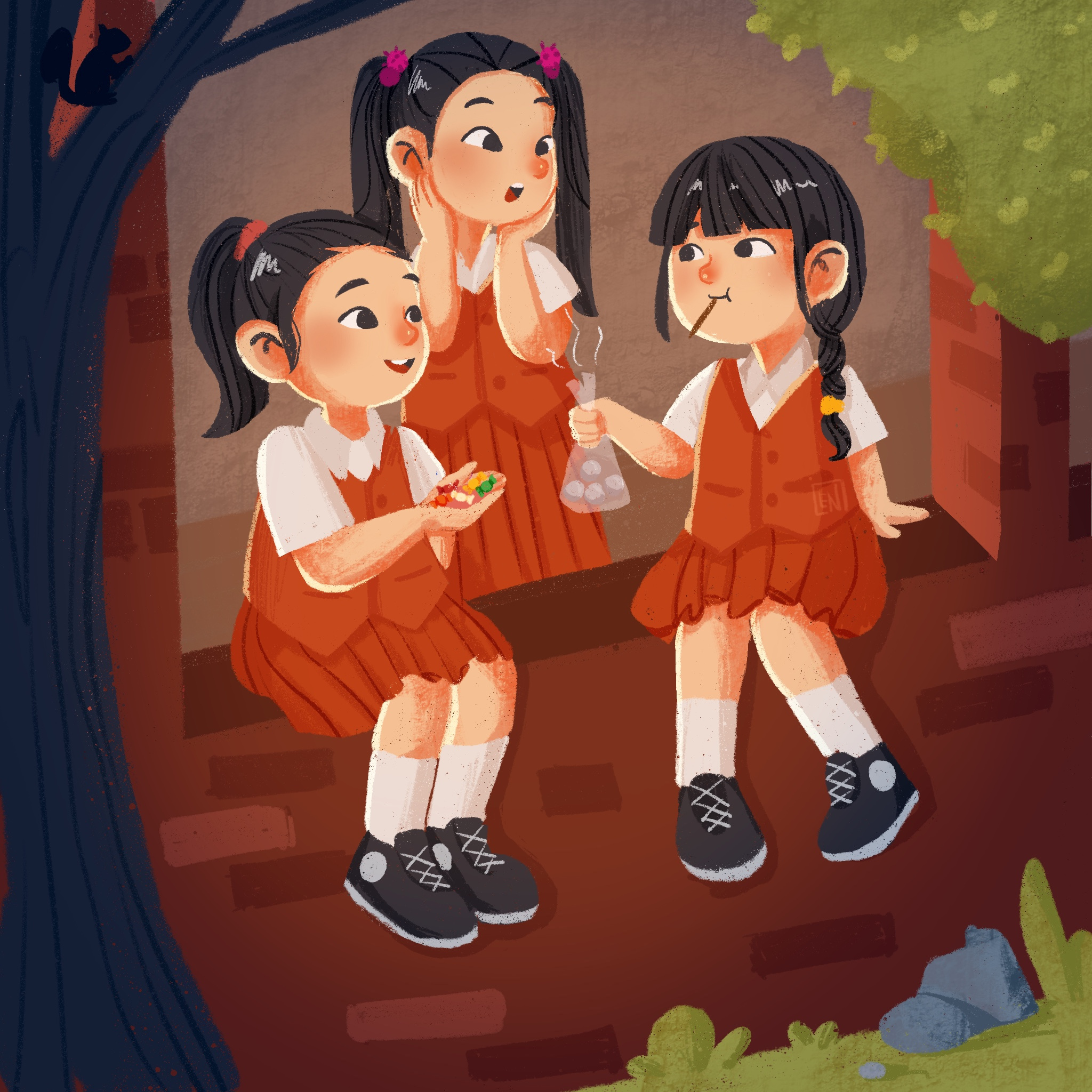 Childrenhood Friends art cartoon ch character chibi children children illustration cute digitalart drawing fanart illustration kids mignon school
