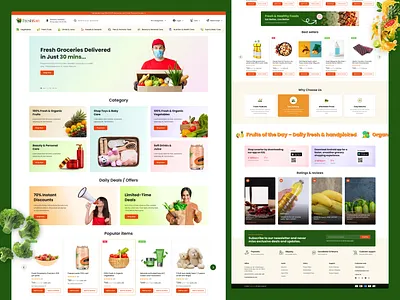 FreshKart Ecommerce - Modern Online Store Landing Page UI Design beauty cart dribbble ecommerce ecommerce website ecommerces foods fruits groceries homepage interface landing page offers online online store product shipping shopping vegetables webapp