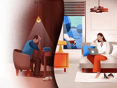 Differences ad adobe illustrator adobe photoshop differences editorial illustration magazine paper rich and poor