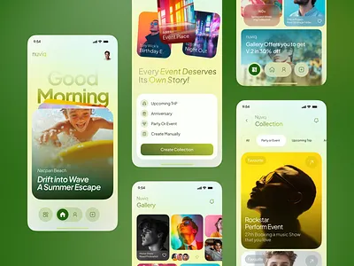 Nuviq — Memories & Moments Mobile App UI UX Design app ui app ux clean ui digital scrapbook emotional design event collection app gallery app ui lifestyle app memory app mobile app design modern mobile app moments app panze panzestudio personal memories photo collection app social app design startup app storytelling app ui ux design