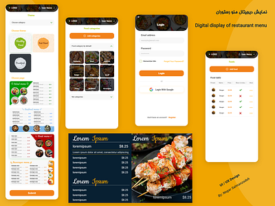 Digital display of restaurant menu adobe xd ui ux web design