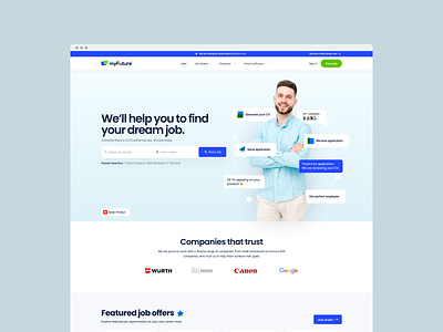 myFuture Landing Page blue clean design job landing job platform landing people saas ui ux web web job website